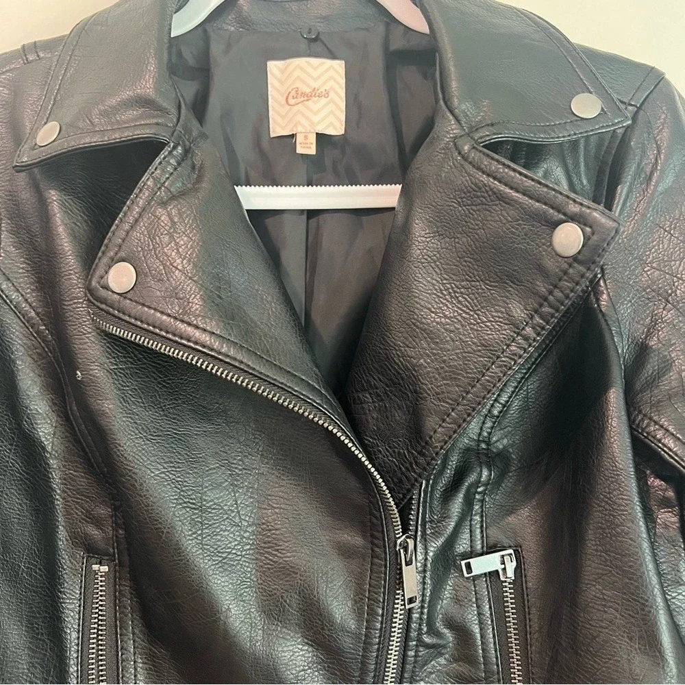 Candie's Y2K Women's Black Leather‎ Jacket Bikercore - Picture 4 of 10